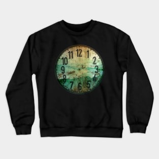 Clock face - Smoky Mountains Grunge Green Teal Option Crewneck Sweatshirt